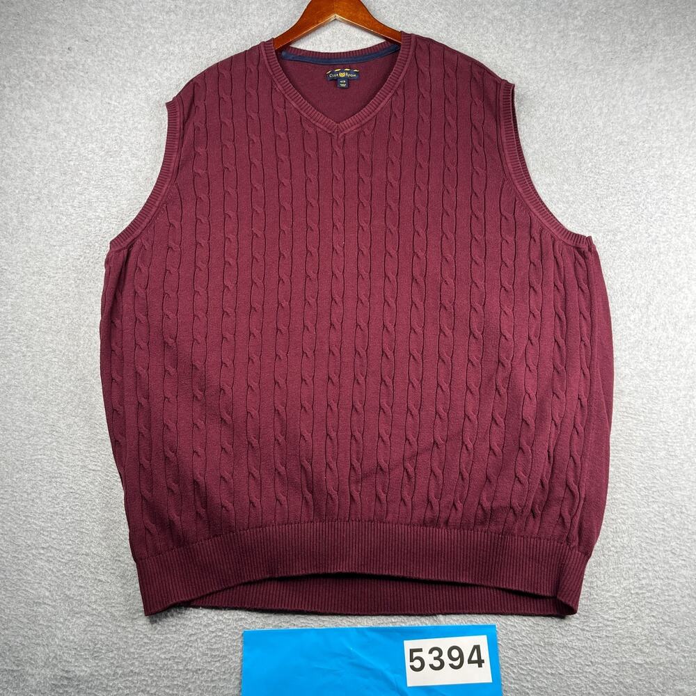 Club Room Burgundy Knit Vest Casual Classic Mens 4XB